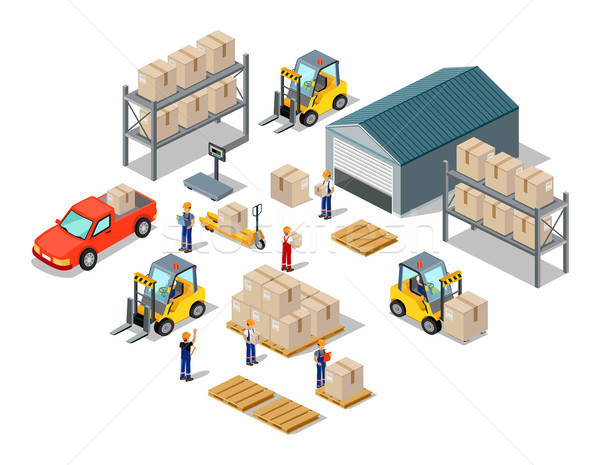 6717017 stock vector icon 3d isometric process of the warehouse